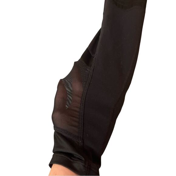 Athleta Black Moto High Rise Powerful Gleam Mesh Leggings Size XS Yoga Workout - Picture 9 of 12